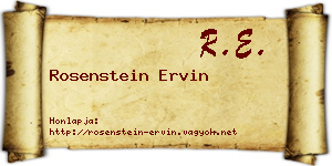 Rosenstein Ervin névjegykártya